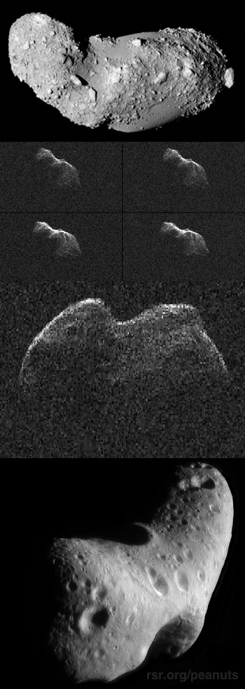 Photos of peanut-shaped asteroids