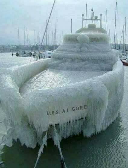 The USS Al Gore (fictional ship) covered in ice :)