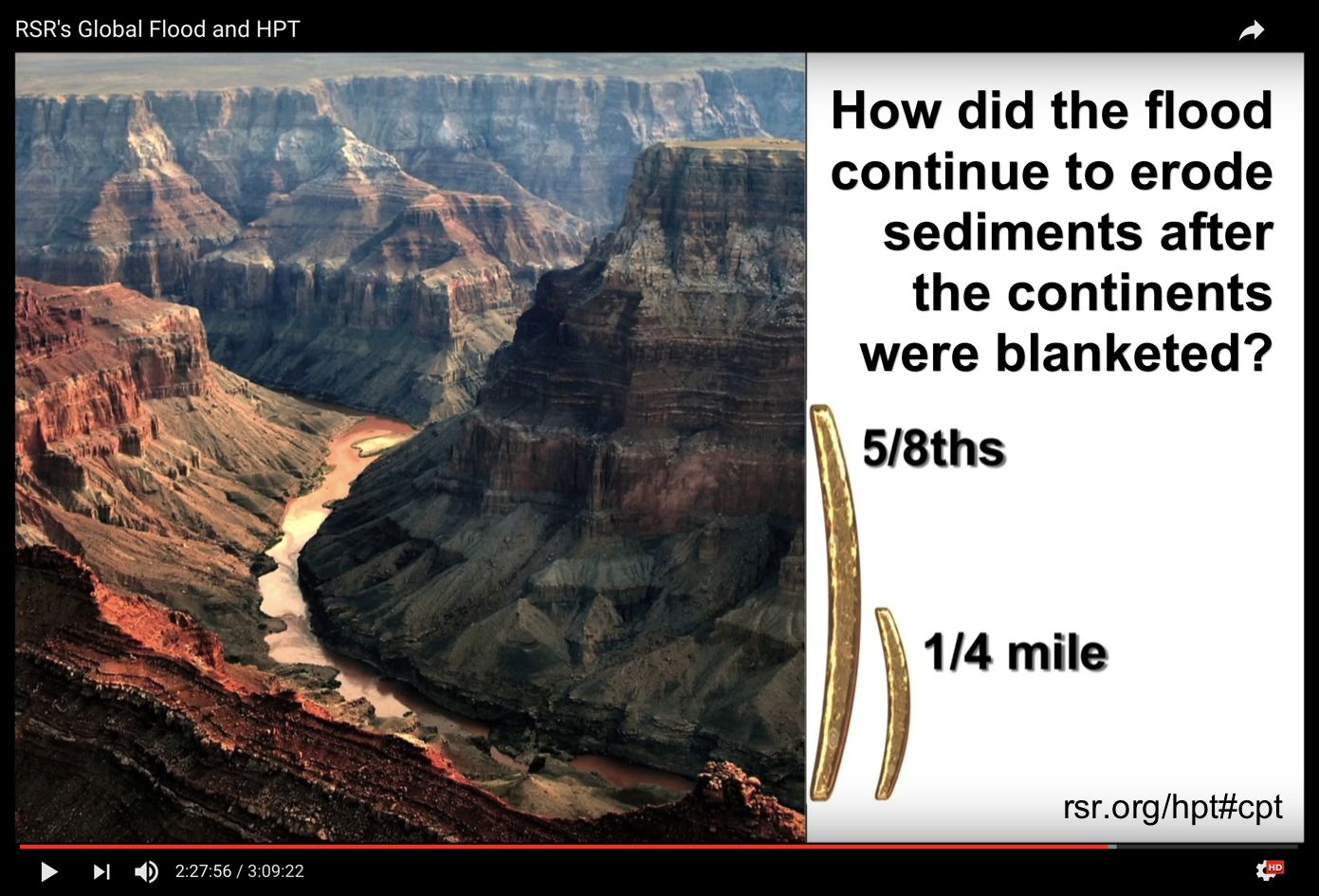 Photo of sediments with text asking how could a flood erode a mile deep's worth