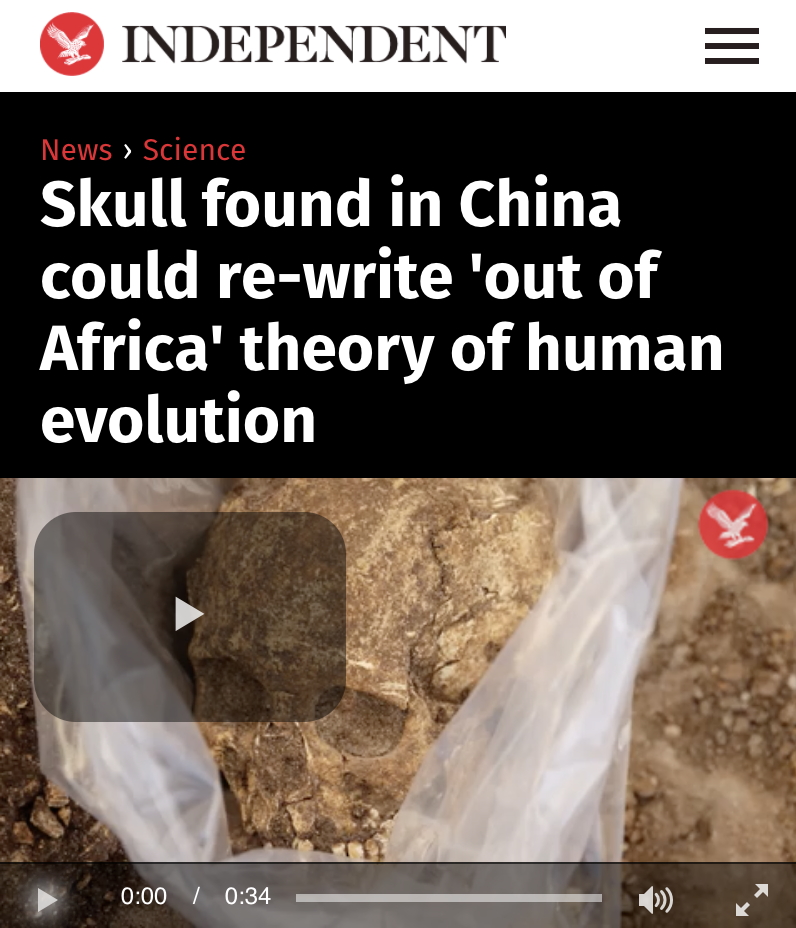 Skull found in China AGAIN rewriting history of human evolution...